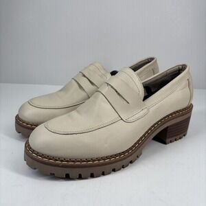 Bertuchi Women's US 9.5 Cream Leather Heeled Loafers Dress Casual Made‎ in Spain